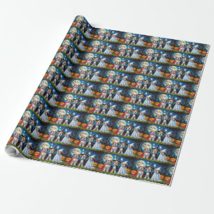 Lhasa Apso Dogs Pumpkin Halloween Funny Wrapping Paper