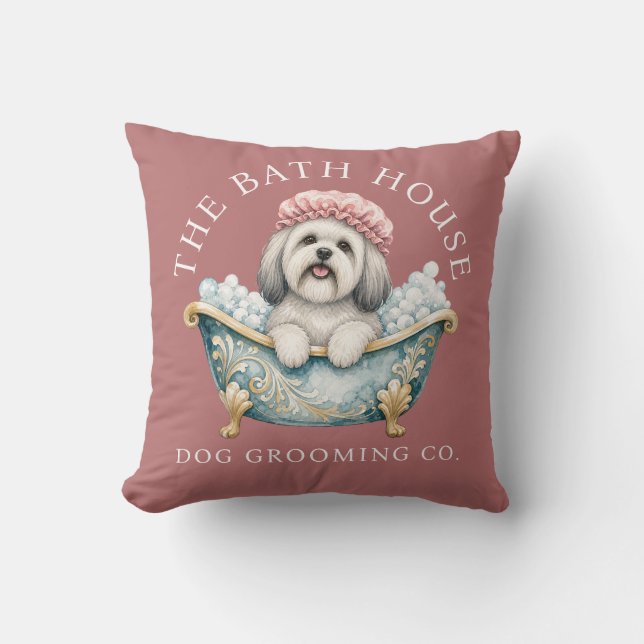 Lhasa Apso Dusky Pink Dog Grooming Cushion (Front)