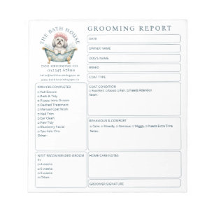 Lhasa Apso Grooming Salon Report Card Notepad