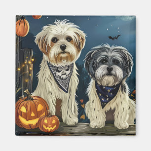 Lhasa Apso Halloween Spooky  Magnet