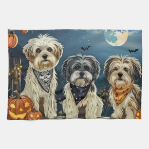 Lhasa Apso Halloween Spooky  Tea Towel