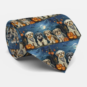 Lhasa Apso Halloween Spooky  Tie