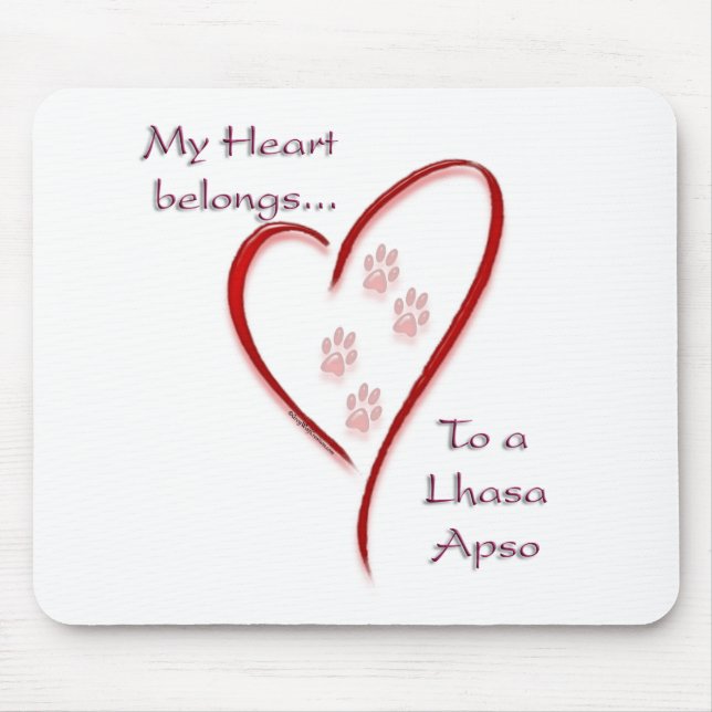 Lhasa Apso Heart Belongs Mouse Mat (Front)