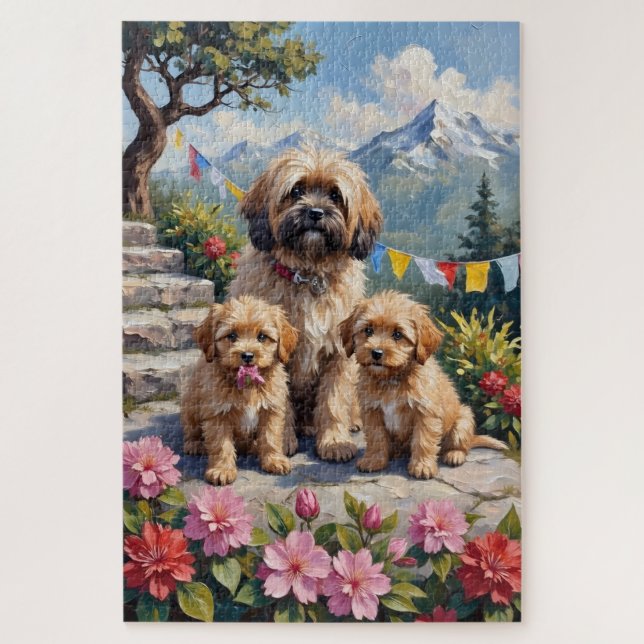 Lhasa Apso Himalayan Garden Art Jigsaw Puzzle (Vertical)