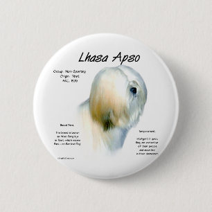Lhasa Apso History Design 6 Cm Round Badge