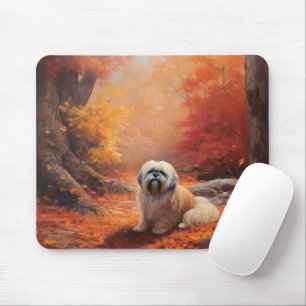 Lhasa Apso in Autumn Leaves Fall Inspire Mouse Mat