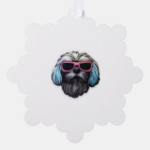 Lhasa Apso in Cool Sunglasses Classic T-Shirt Tree Decoration Card
