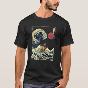 Lhasa Apso Japanese Kanagawa Wave Surf Dog T-Shirt