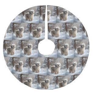 Lhasa Apso Let It Snow Christmas Brushed Polyester Tree Skirt