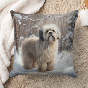 Lhasa Apso Let It Snow Christmas  Cushion