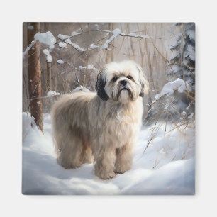 Lhasa Apso Let It Snow Christmas Magnet