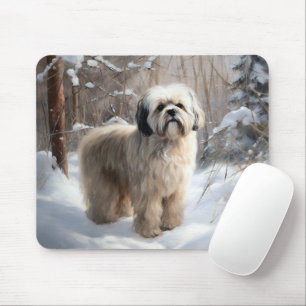 Lhasa Apso Let It Snow Christmas  Mouse Mat