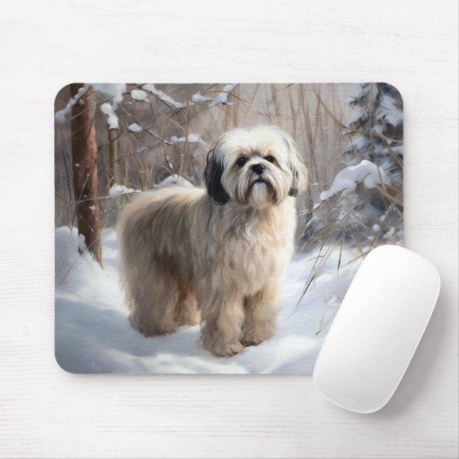 Lhasa Apso Let It Snow Christmas  Mouse Mat (With Mouse)