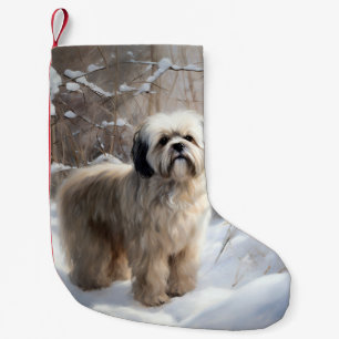 Lhasa Apso Let It Snow Christmas  Small Christmas Stocking