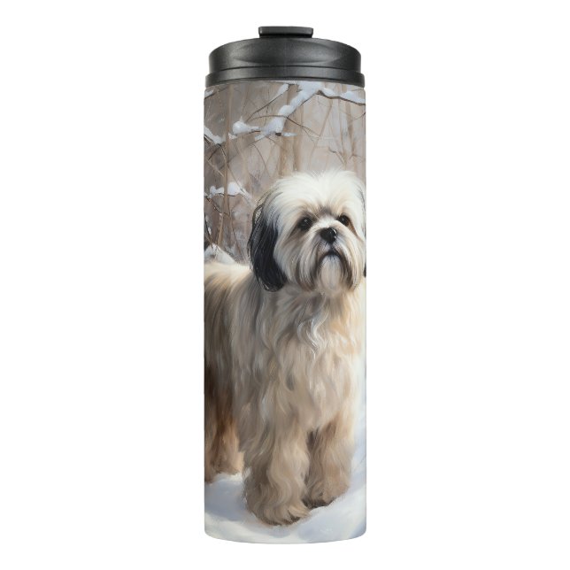 Lhasa Apso Let It Snow Christmas  Thermal Tumbler (Front)