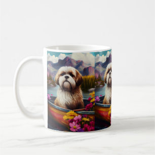 Lhasa Apso on a Paddle: A Scenic Adventure Coffee Mug