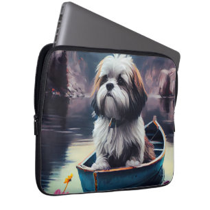 Lhasa Apso on a Paddle: A Scenic Adventure Laptop Sleeve