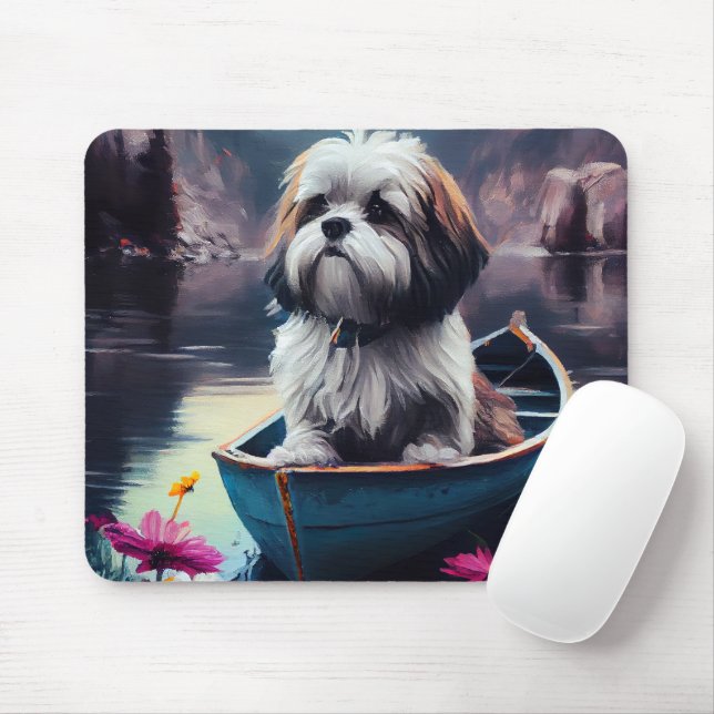 Lhasa Apso on a Paddle: A Scenic Adventure Mouse Mat (With Mouse)