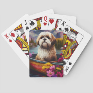 Lhasa Apso on a Paddle: A Scenic Adventure Playing Cards