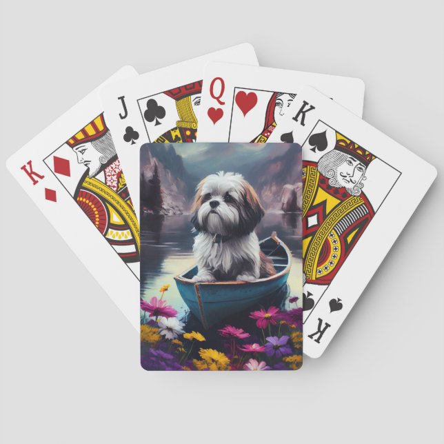 Lhasa Apso on a Paddle: A Scenic Adventure Playing Cards (Back)