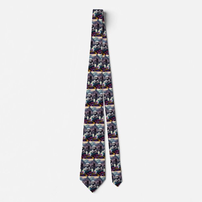 Lhasa Apso on a Paddle: A Scenic Adventure Tie (Front)