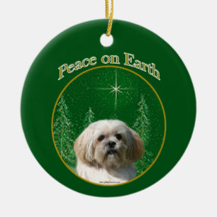 Lhasa Apso Peace Ceramic Tree Decoration