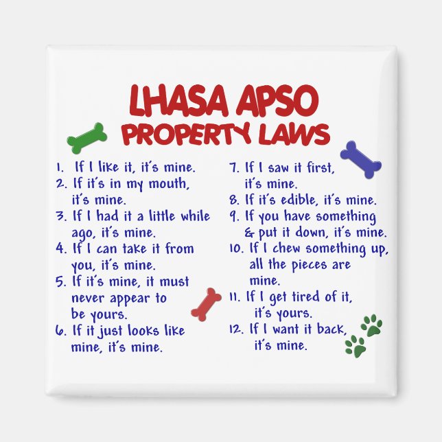 LHASA APSO Property Laws 2 Magnet (Front)
