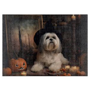 Lhasa Apso Pumpkins Halloween Scary Cutting Board