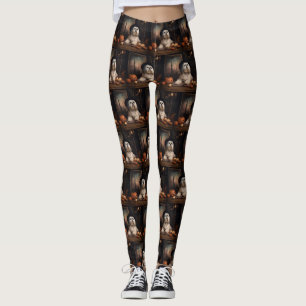 Lhasa Apso Pumpkins Halloween Scary Leggings