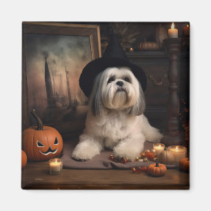 Lhasa Apso Pumpkins Halloween Scary Magnet