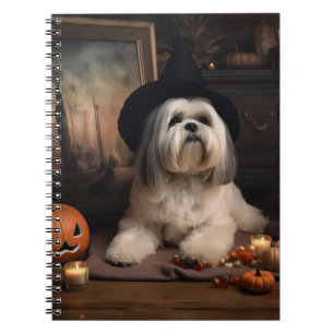 Lhasa Apso Pumpkins Halloween Scary Notebook