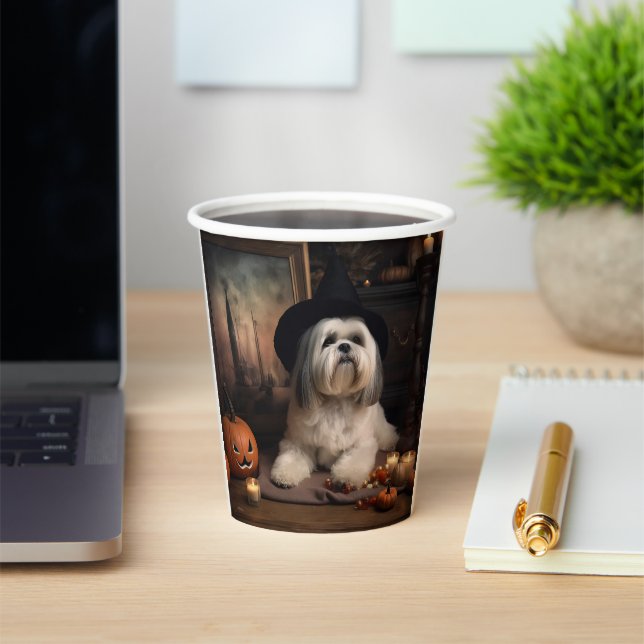 Lhasa Apso Pumpkins Halloween Scary Paper Cups (Insitu)