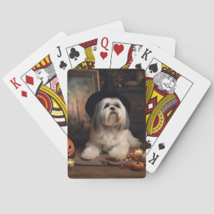 Lhasa Apso Pumpkins Halloween Scary Playing Cards