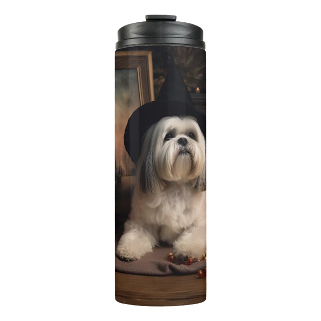 Lhasa Apso Pumpkins Halloween Scary Thermal Tumbler (Front)