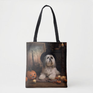 Lhasa Apso Pumpkins Halloween Scary Tote Bag