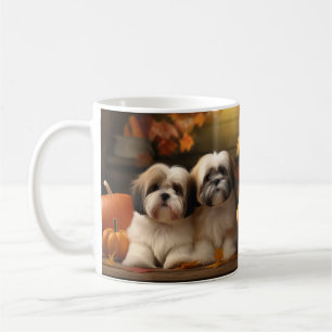 Lhasa Apso Puppy Autumn Delight Pumpkin  Coffee Mug