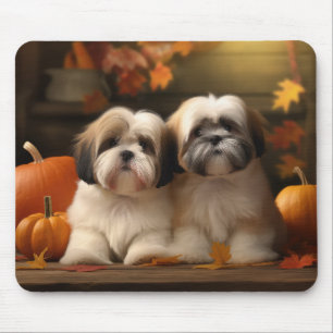Lhasa Apso Puppy Autumn Delight Pumpkin  Mouse Mat