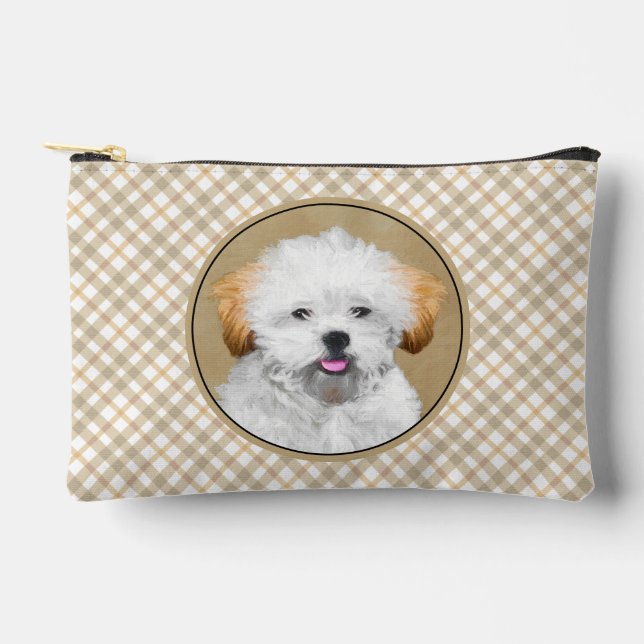 Lhasa Apso Puppy Painting Cute Original Dog Art Accessory Pouch (Front)