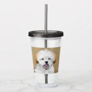 Lhasa Apso Puppy Painting - Cute Original Dog Art Acrylic Tumbler