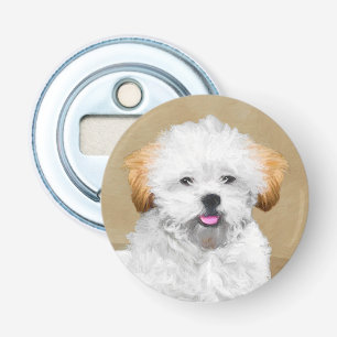 Lhasa Apso Puppy Painting - Cute Original Dog Art Bottle Opener