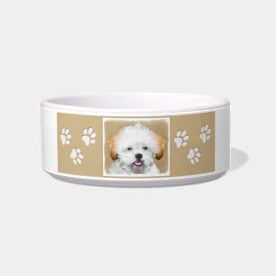 Lhasa Apso Puppy Painting - Cute Original Dog Art Bowl