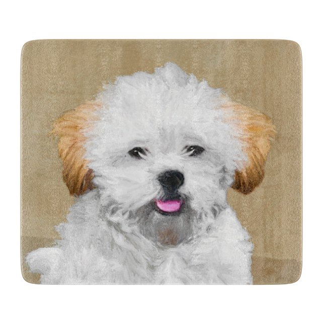 Lhasa Apso Puppy Painting - Cute Original Dog Art Cutting Board (Front)