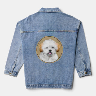 Lhasa Apso Puppy Painting - Cute Original Dog Art Denim Jacket
