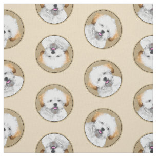 Lhasa Apso Puppy Painting Cute Original Dog Art Fabric