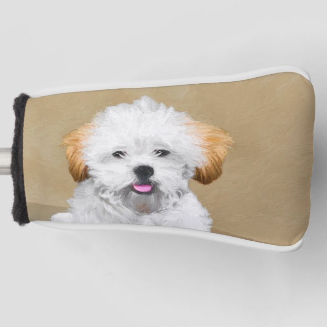 Lhasa Apso Puppy Painting - Cute Original Dog Art Golf Head Cover (Front)