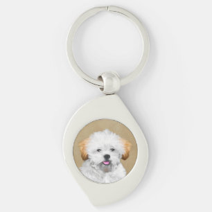 Lhasa Apso Puppy Painting - Cute Original Dog Art Key Ring
