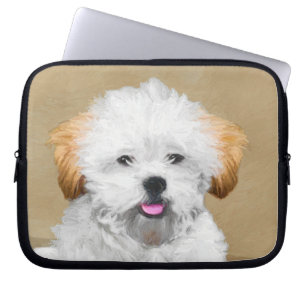 Lhasa Apso Puppy Painting - Cute Original Dog Art Laptop Sleeve
