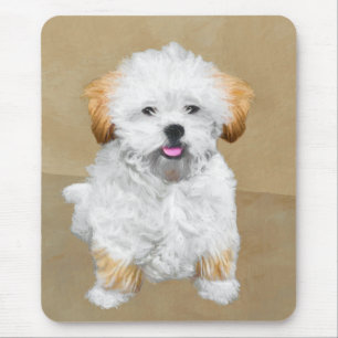 Lhasa Apso Puppy Painting - Cute Original Dog Art Mouse Mat