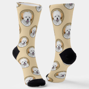 Lhasa Apso Puppy Painting Cute Original Dog Art Socks