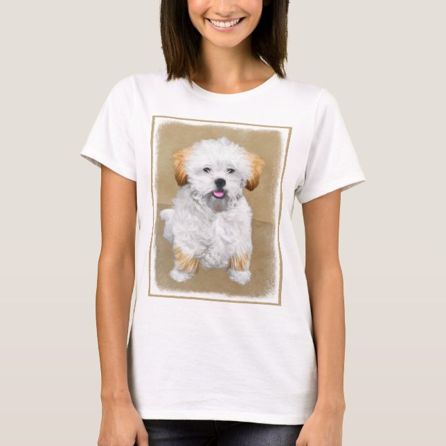 Lhasa Apso Puppy Painting - Cute Original Dog Art T-Shirt (Front)